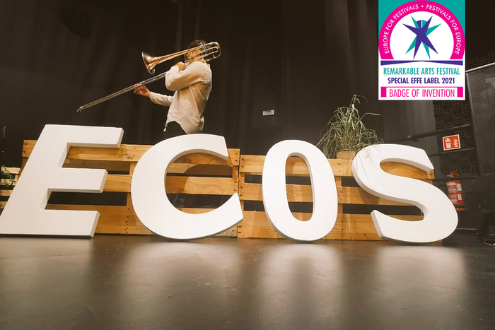 Ecos festival story badge invention logo